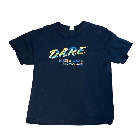 Vtg Men’s Sz Large Fruit of the Loom D.A.R.E. Multicolor Short Sleeve Graphic T - Picture 1 of 5